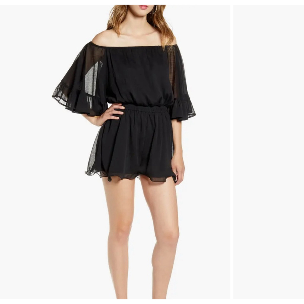 Women's Endless Rose Chiffon Romper, Size S , Black